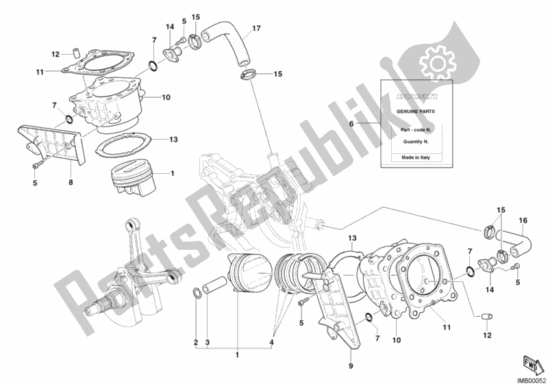 Tutte le parti per il Cilindro - Pistone del Ducati Superbike 999 S 2003